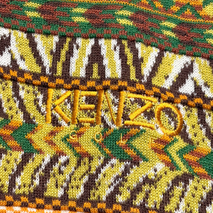 KENZO GOLF ウール100% 総柄 ニット セーター マルチカラー サイズ3 日本製 メンズ TT106