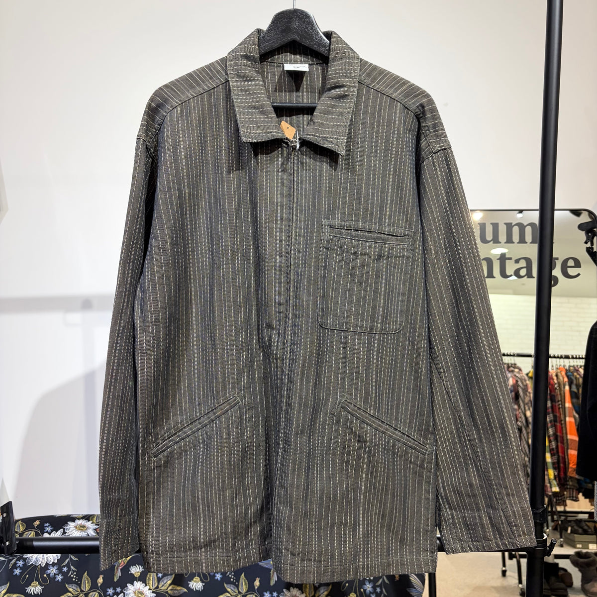 Columbia メンズ ストライプ ジップジャケット コットン100％ ダークブラウン系 M メンズ TT088