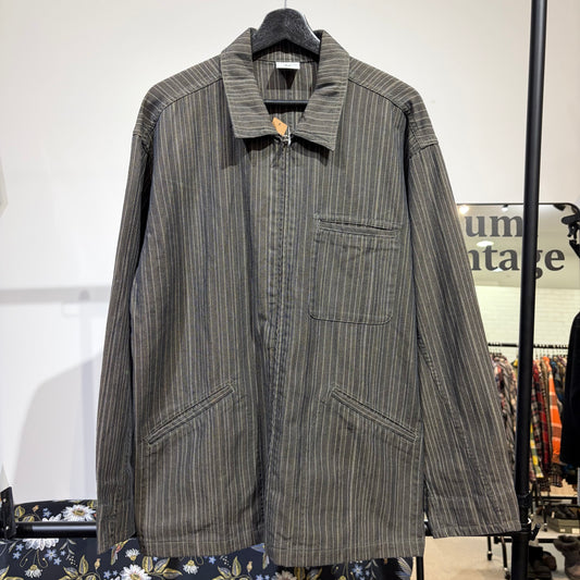 Columbia メンズ ストライプ ジップジャケット コットン100％ ダークブラウン系 M メンズ TT088