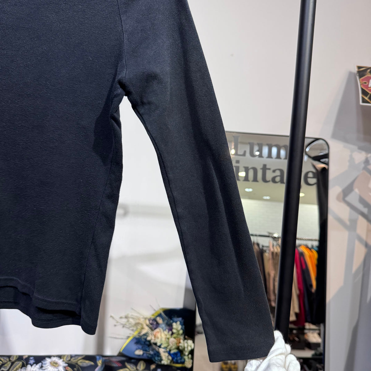 BURBERRY BLUE LABEL バーバリーブルーレーベル 長袖カットソー ブラック ノバチェック ホース刺繍 サイズ38 M レディース TT056