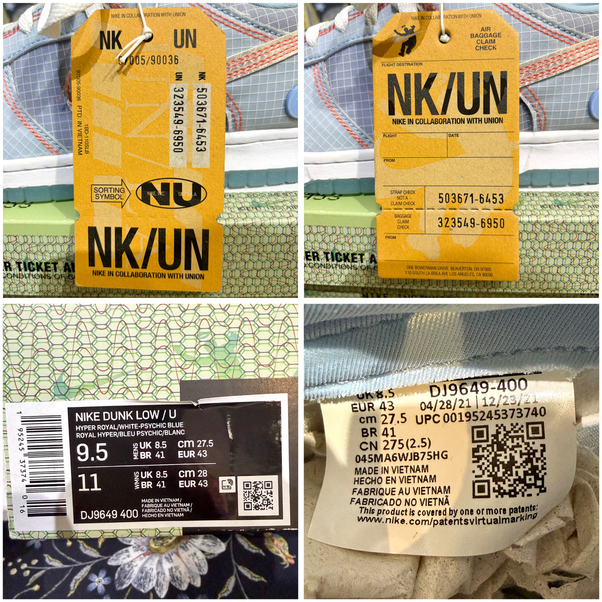 NIKE × UNION DUNK LOW スニーカー DJ9649-400 Hyper Royal 27.5cm 箱付き TT091