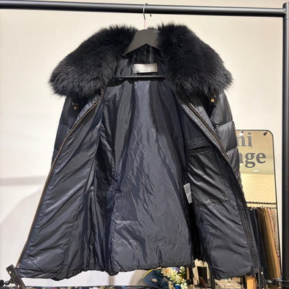 Max Mara マックスマーラ ファー襟 パデッドジャケット ブラック系 レディース 42 TT095