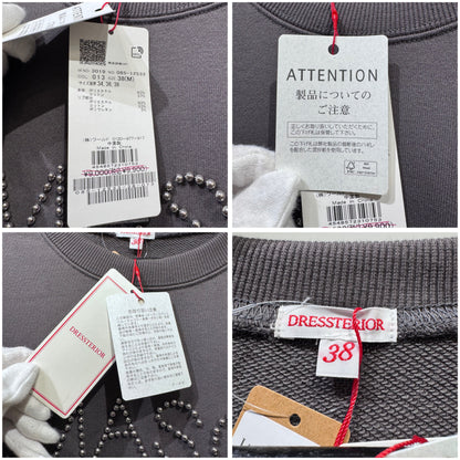 新品・タグ付き【定価9,900円】DRESSTERIOR ドレステリア MASON ビジューロゴ スウェット プルオーバー グレー系 サイズ38 M TT048
