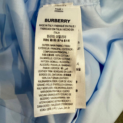 BURBERRY バーバリー 長袖シャツ クレリックカラー ライトブルー×ホワイト イタリア製 サイズ38 メンズ TT043