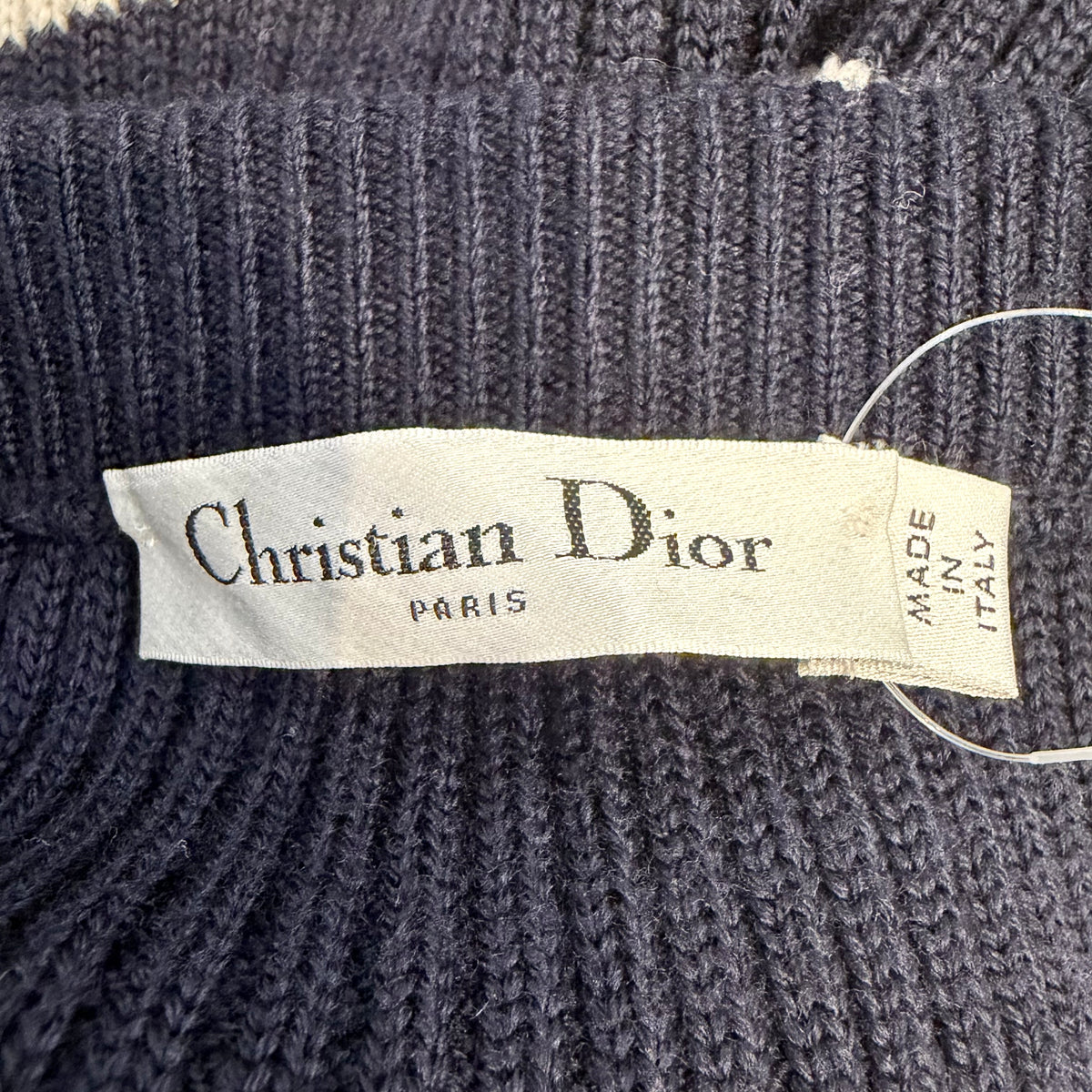 Christian Dior ボーダー ニット ロングスカート ネイビー ホワイト 38 ウール100％ イタリア製 TT023