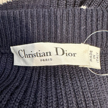 Christian Dior ボーダー ニット ロングスカート ネイビー ホワイト 38 ウール100％ イタリア製 TT023