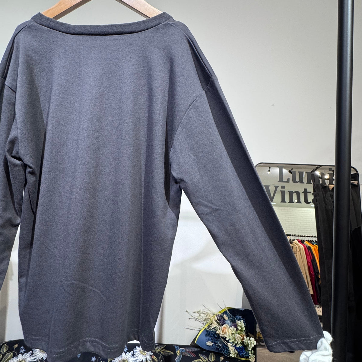 THE SHOP TK キッズ 長袖ロゴプリントTシャツ チャコールグレー 140cm 新品タグ付き TT061