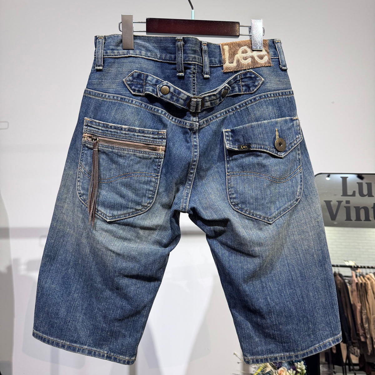 Lee リー デニムショーツ ハーフパンツ サイズ30 インディゴ ヴィンテージ加工 メンズ TT058
