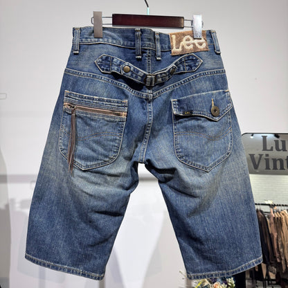 Lee リー デニムショーツ ハーフパンツ サイズ30 インディゴ ヴィンテージ加工 メンズ TT058