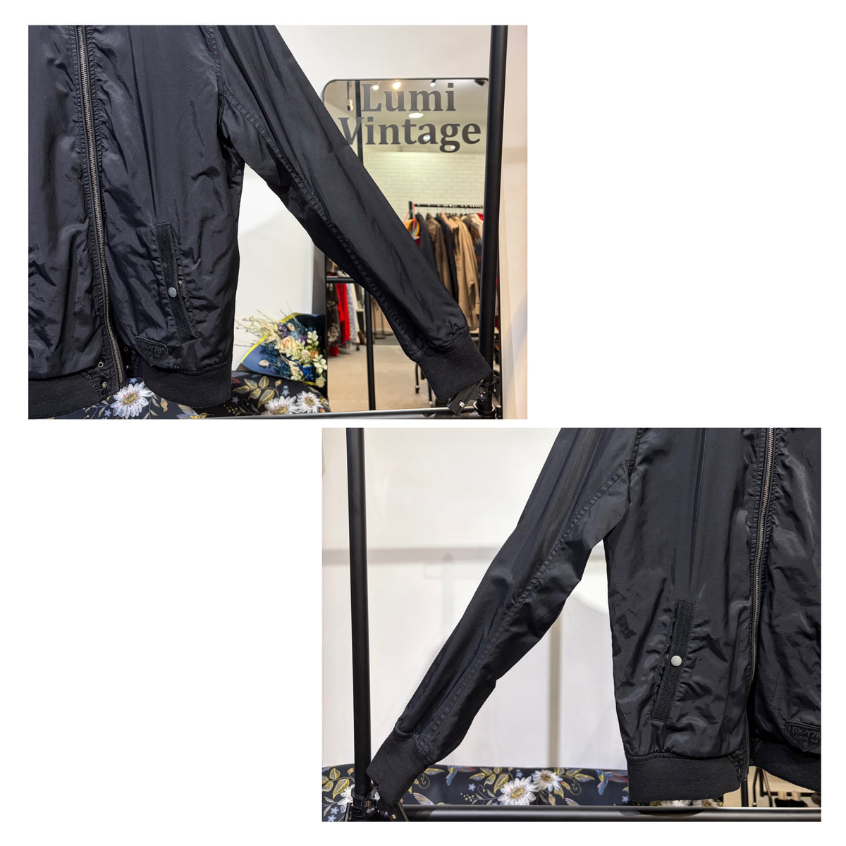 DIESEL ジップアップ ボンバージャケット ブラック グリーン裏地 SK-Y78 メンズ  TT077