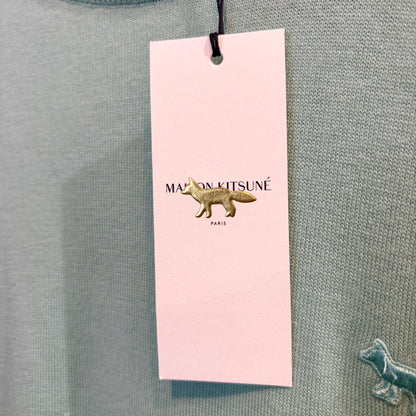 【未使用品】MAISON KITSUNÉ メゾンキツネ フォックス刺繍 ニット セーター ミストグリーン S メンズ TT031