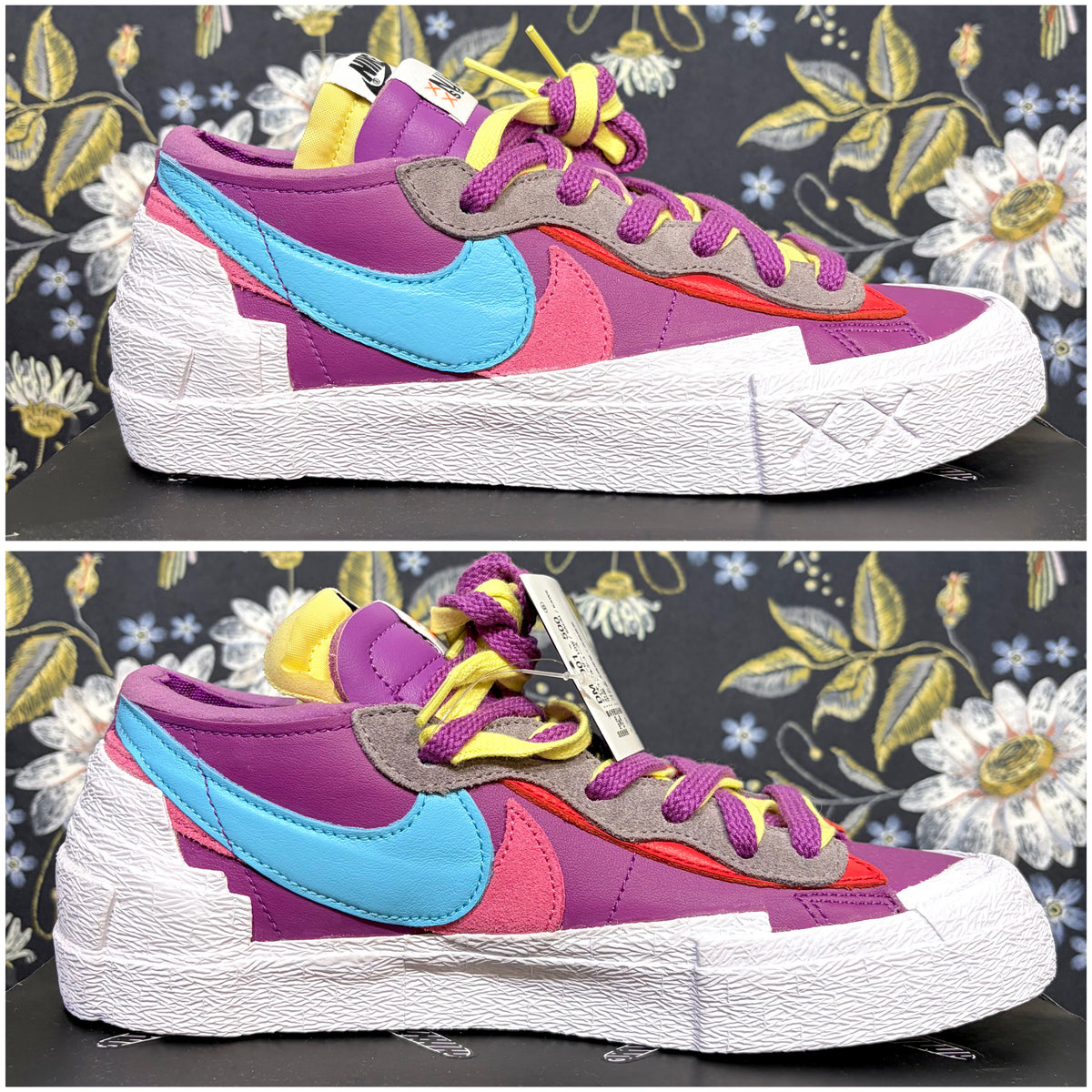未使用 NIKE BLAZER LOW sacai KAWS スニーカー Purple Dusk 24.5cm DM7901-500  TT082