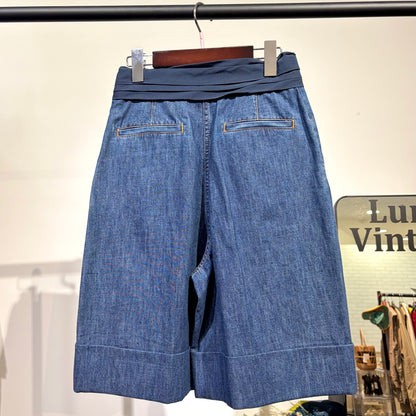 VALENTINO ヴァレンティノ デニム ショートパンツ リボンベルト 36 イタリア製 レディース TT036