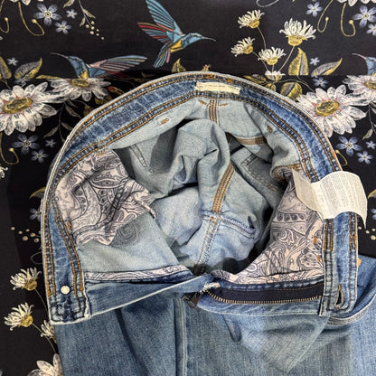 ETRO エトロ 刺繍 ワイドデニムパンツ ライトブルー レディース サイズ26 イタリア製 TT067