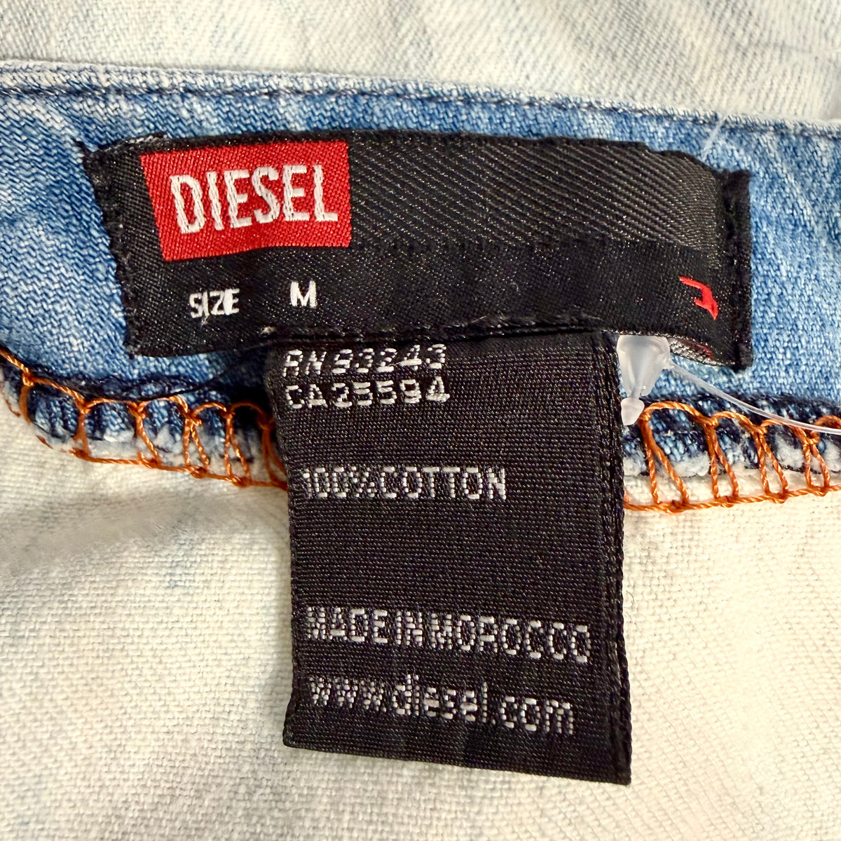 DIESEL デニム プルオーバー Vネック 七分袖 ライトブルー サイズM レディース TT097