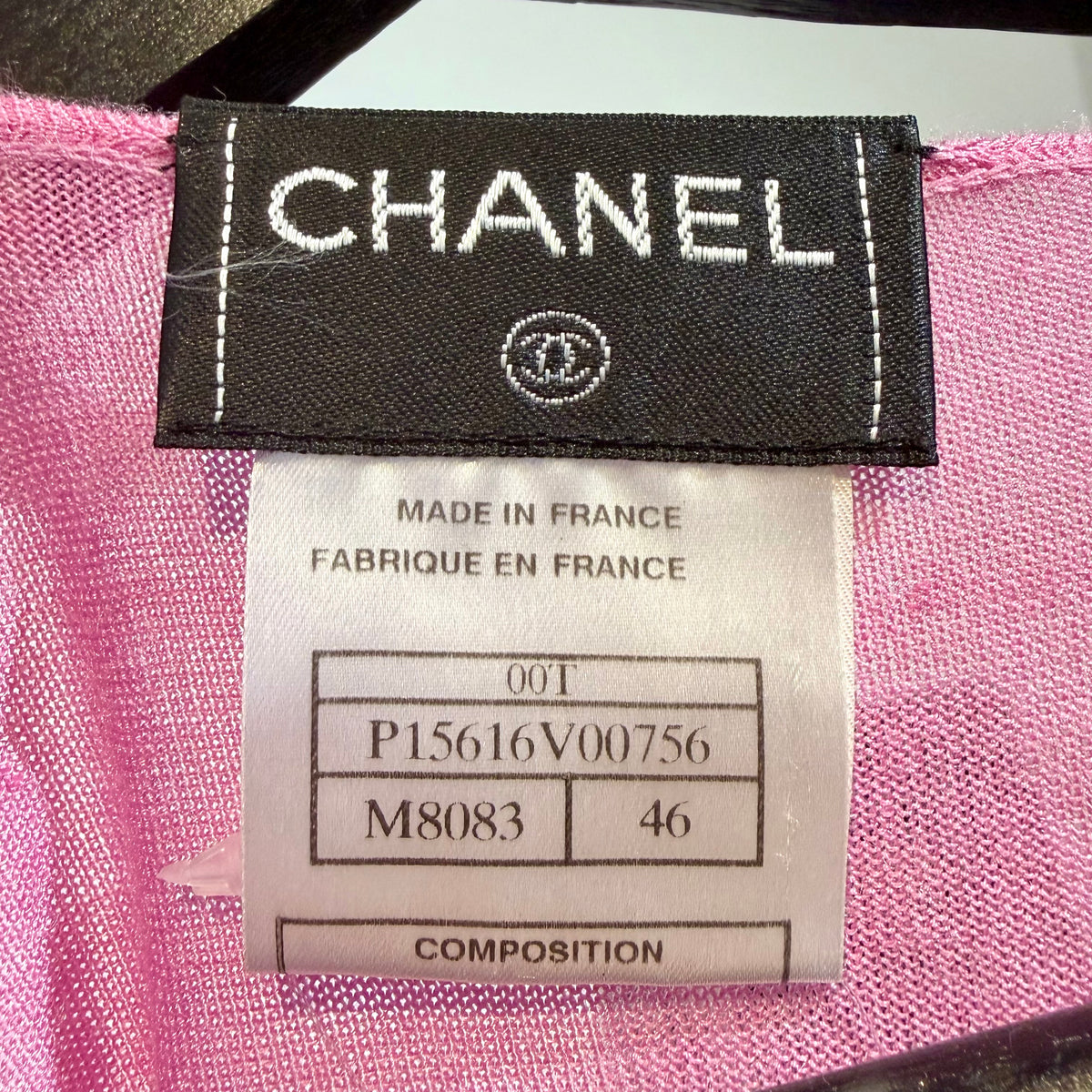 CHANEL ココマーク 総柄 長袖 ニットトップス ピンク マルチカラー 46 フランス製 レディース TT009