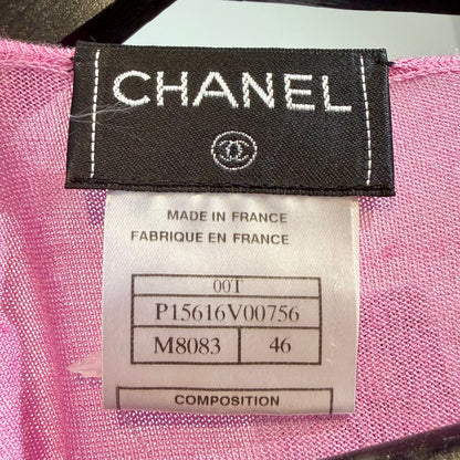CHANEL ココマーク 総柄 長袖 ニットトップス ピンク マルチカラー 46 フランス製 レディース TT009