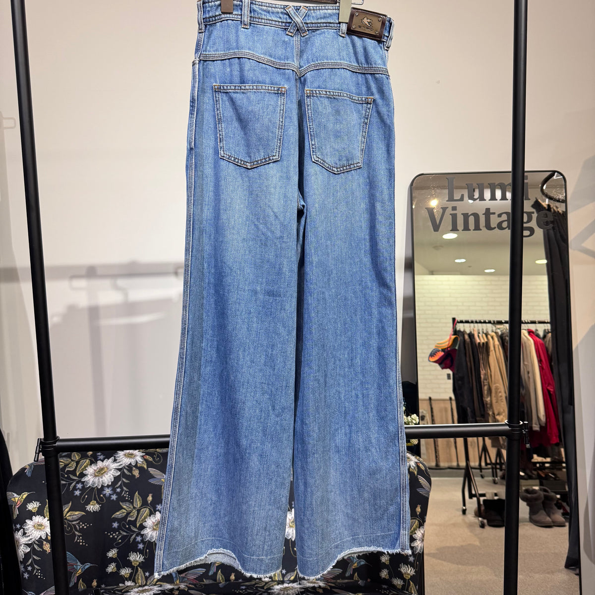 ETRO エトロ 刺繍 ワイドデニムパンツ ライトブルー レディース サイズ26 イタリア製 TT067