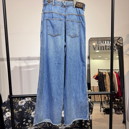 ETRO エトロ 刺繍 ワイドデニムパンツ ライトブルー レディース サイズ26 イタリア製 TT067