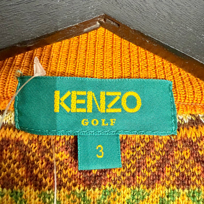 KENZO GOLF ウール100% 総柄 ニット セーター マルチカラー サイズ3 日本製 メンズ TT106