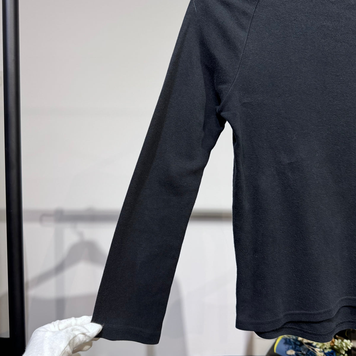 BURBERRY BLUE LABEL バーバリーブルーレーベル 長袖カットソー ブラック ノバチェック ホース刺繍 サイズ38 M レディース TT056