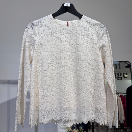 新品 タグ付き【定価23,100円】DRESSTERIOR ドレステリア レースブラウス 長袖 ホワイト 34 日本製 TT017