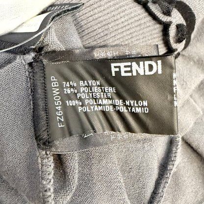 FENDI 半袖ニットトップス ペプラムデザイン グレー サイズ40 イタリア製 レディース TT072