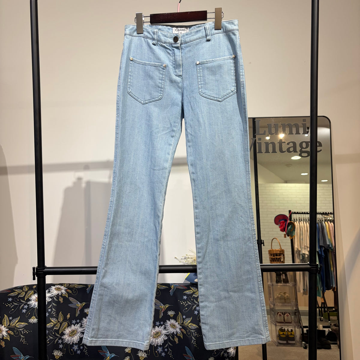 CHANEL デニムパンツ ライトブルー ストレッチ レディース 36 レディース TT011