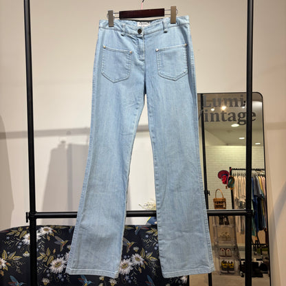 CHANEL デニムパンツ ライトブルー ストレッチ レディース 36 レディース TT011