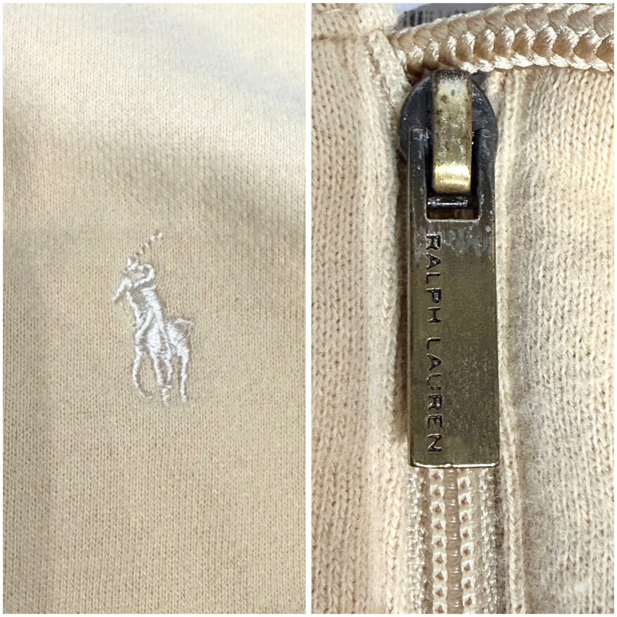 RALPH LAUREN GOLF ポニー刺繍 ノースリーブ ジップパーカー ベージュ M レディース TT107