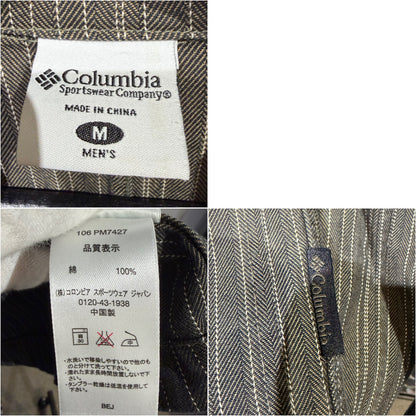 Columbia メンズ ストライプ ジップジャケット コットン100％ ダークブラウン系 M メンズ TT088