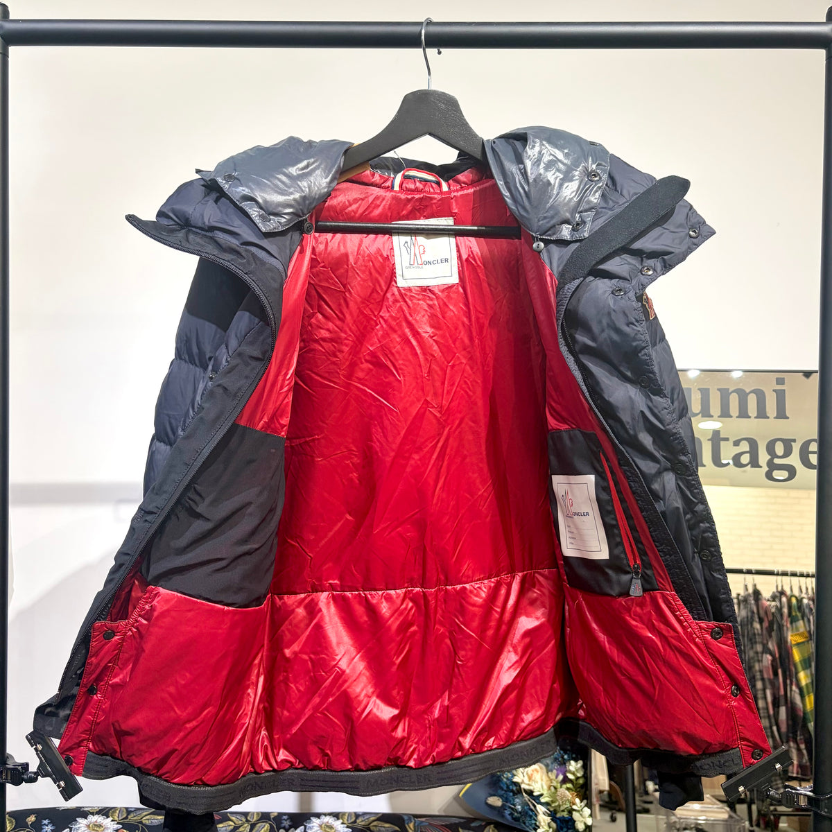 MONCLER GRENOBLE ダウンジャケット フード付き ダークネイビー サイズ0 メンズ TT092