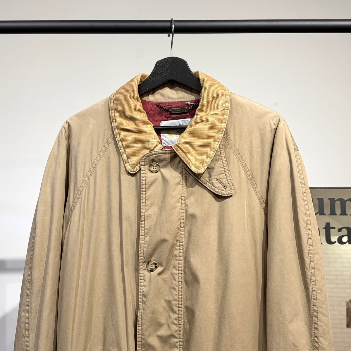Aquascutum アクアスキュータム GORE-TEX ロングコート ベージュ コーデュロイ襟 サイズL メンズ TT101