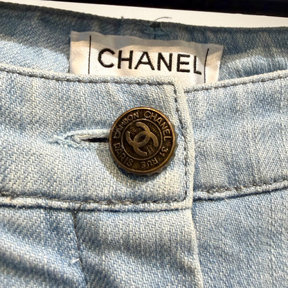 CHANEL デニムパンツ ライトブルー ストレッチ レディース 36 レディース TT011