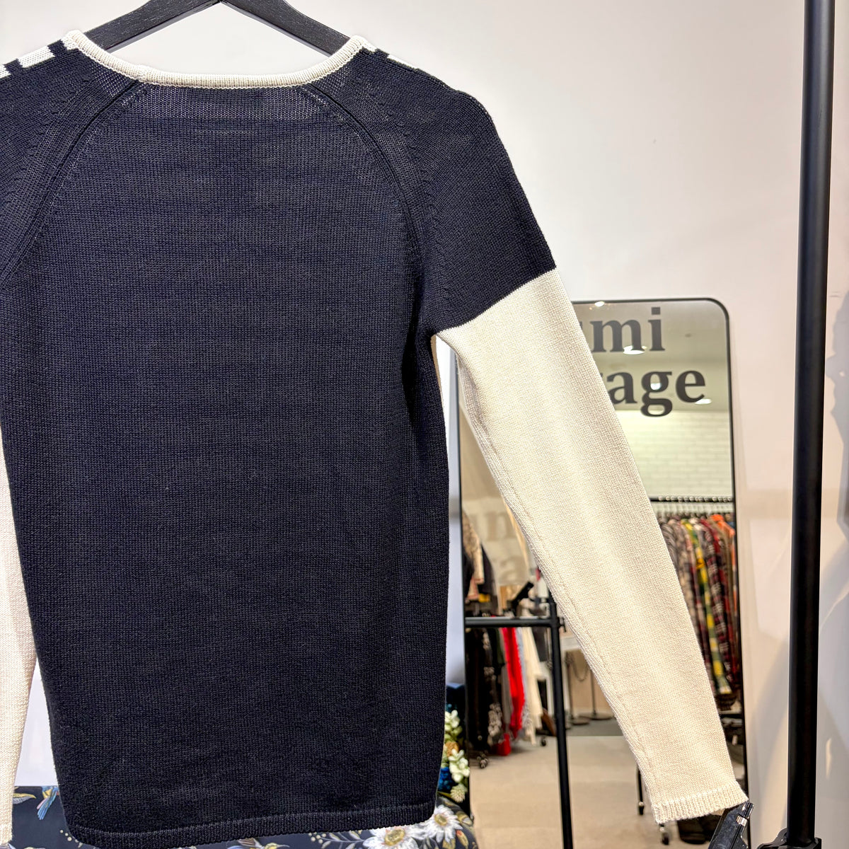 S Max Mara ボーダー ニット プルオーバー アイボリー×ブラック S レディース TT089