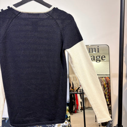 S Max Mara ボーダー ニット プルオーバー アイボリー×ブラック S レディース TT089